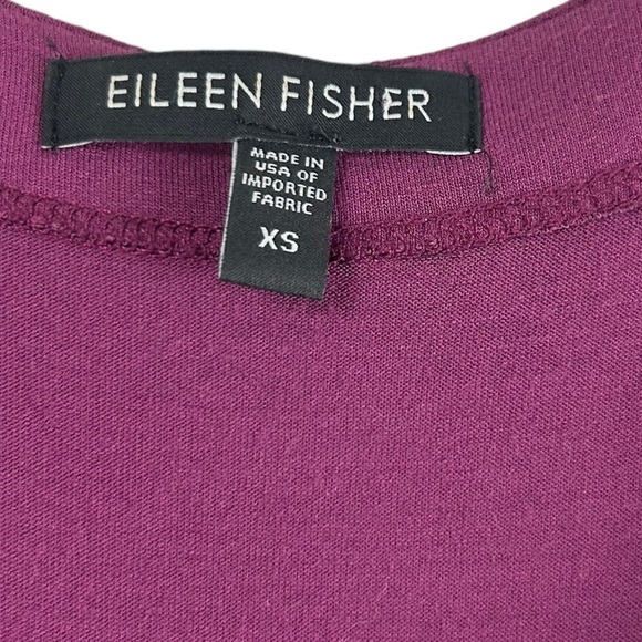 Eileen Fisher SZ XS Purple Cap Sleeve Cowl Neck Casual Midi Shirt Dress Modest - Picture 4 of 8